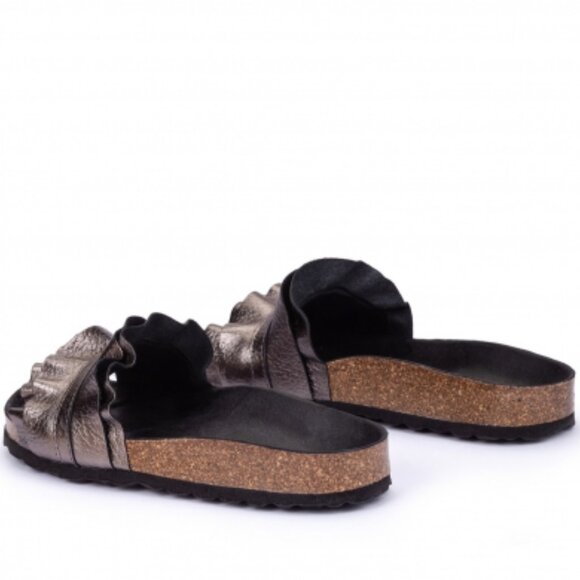 NEW FUN VERBENAS Made In Spain Leather Rocio Flat Sandals lead for women 267tn - Picture 6 of 11